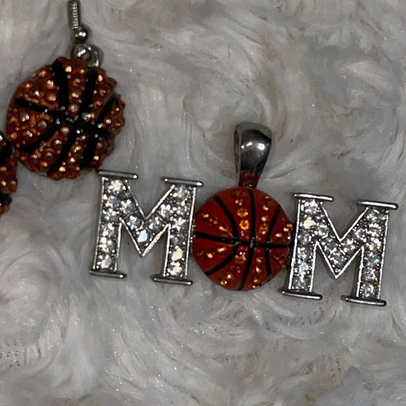Basketball Charm & Earrings Set - Picture 2 of 2